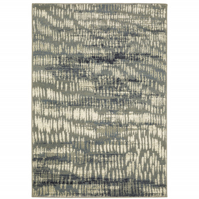 2’ X 3’ Grey Beige Blue And Light Blue Abstract Power Loom Stain Resistant Area Rug - Area Rugs