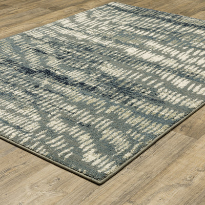 2’ X 3’ Grey Beige Blue And Light Blue Abstract Power Loom Stain Resistant Area Rug - Area Rugs