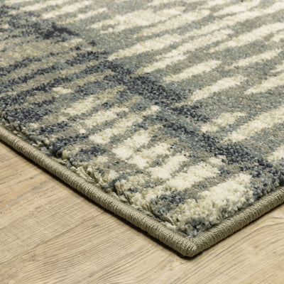2’ X 3’ Grey Beige Blue And Light Blue Abstract Power Loom Stain Resistant Area Rug - Area Rugs