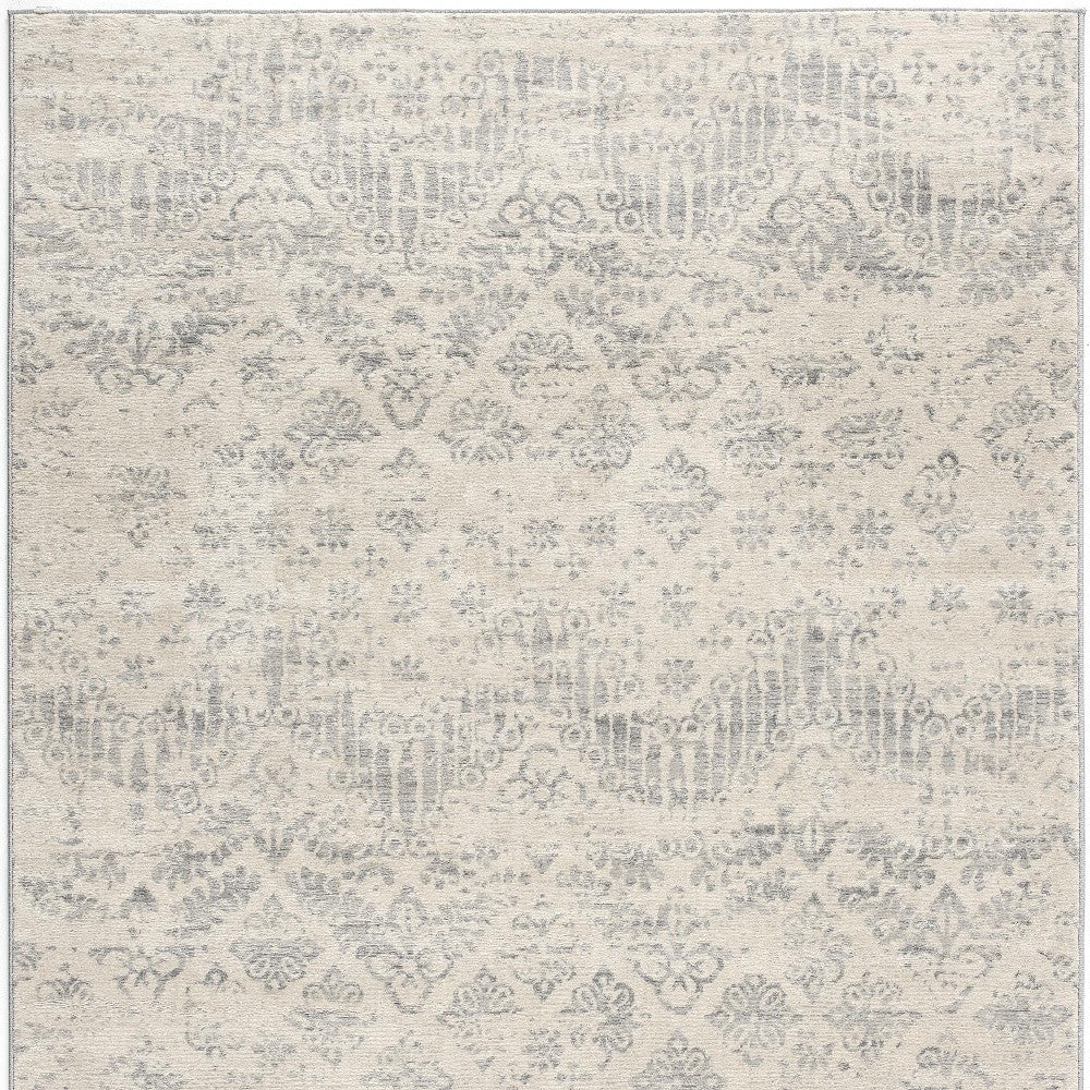 2’ X 3’ Ivory Distressed Ikat Pattern Scatter Rug - 4’ x 6’ - Area Rugs