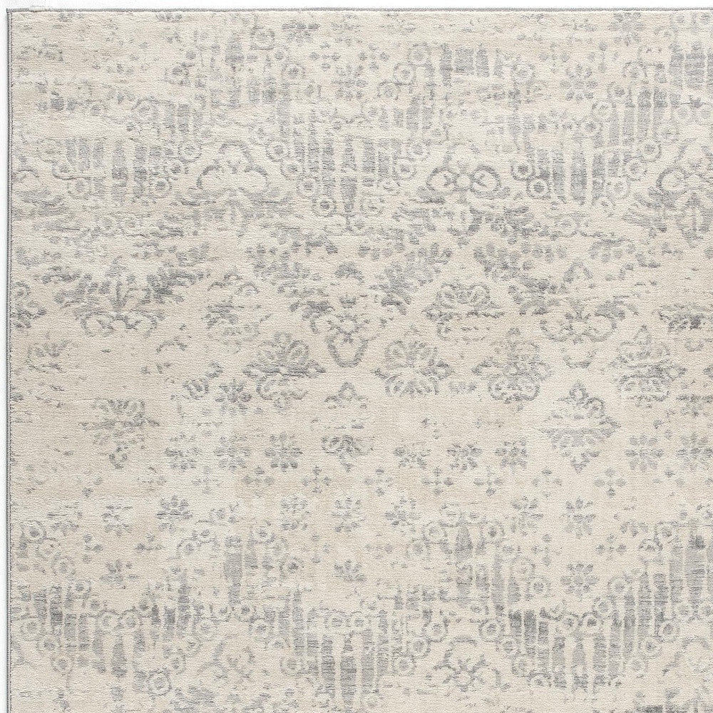 2’ X 3’ Ivory Distressed Ikat Pattern Scatter Rug - 5’ x 8’ - Area Rugs