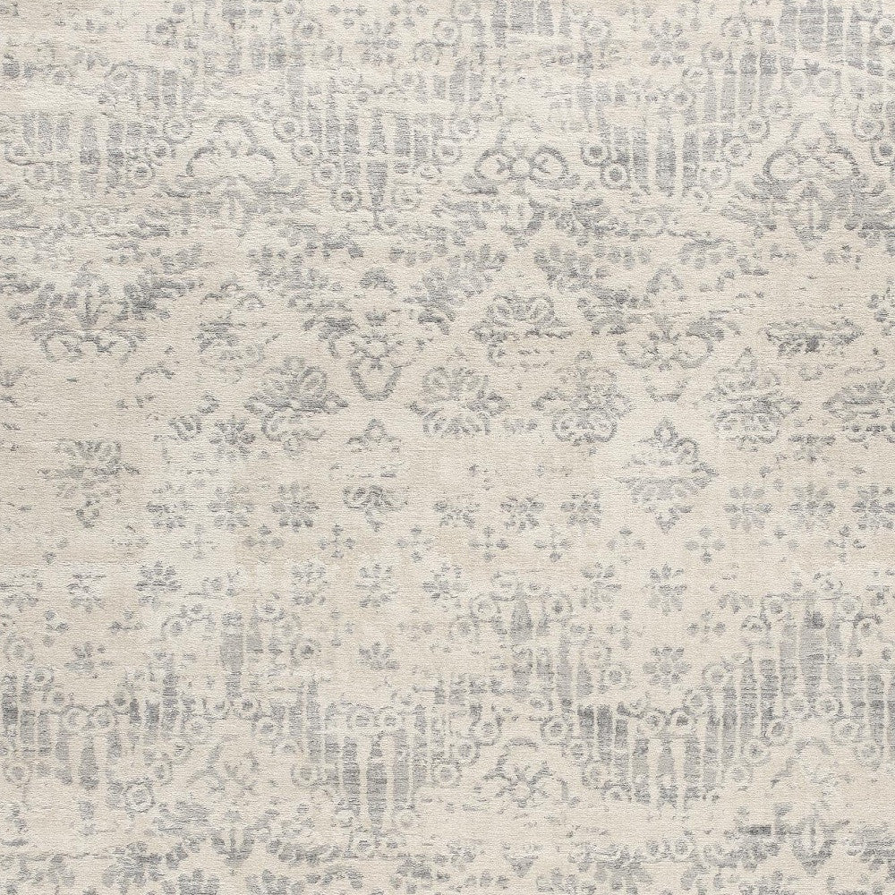 2’ X 3’ Ivory Distressed Ikat Pattern Scatter Rug - 8’ x 11’ - Area Rugs