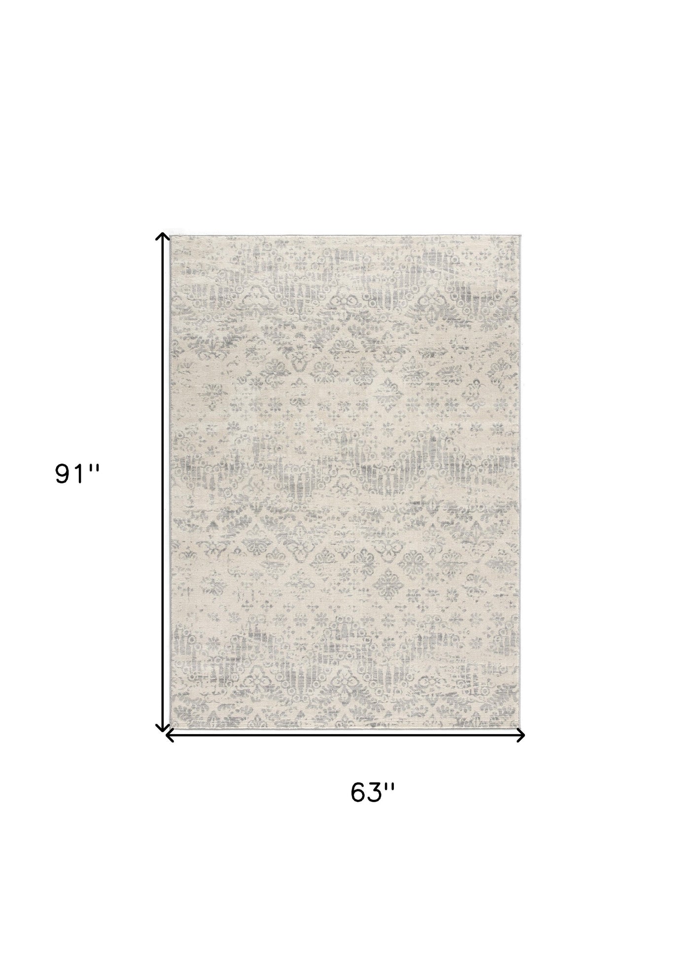 2’ X 3’ Ivory Distressed Ikat Pattern Scatter Rug - Area Rugs