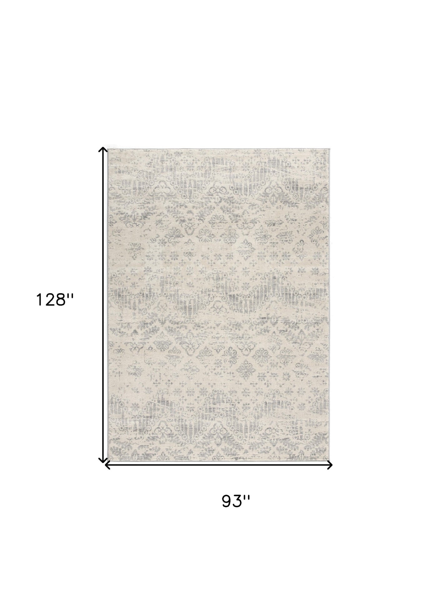 2’ X 3’ Ivory Distressed Ikat Pattern Scatter Rug - Area Rugs