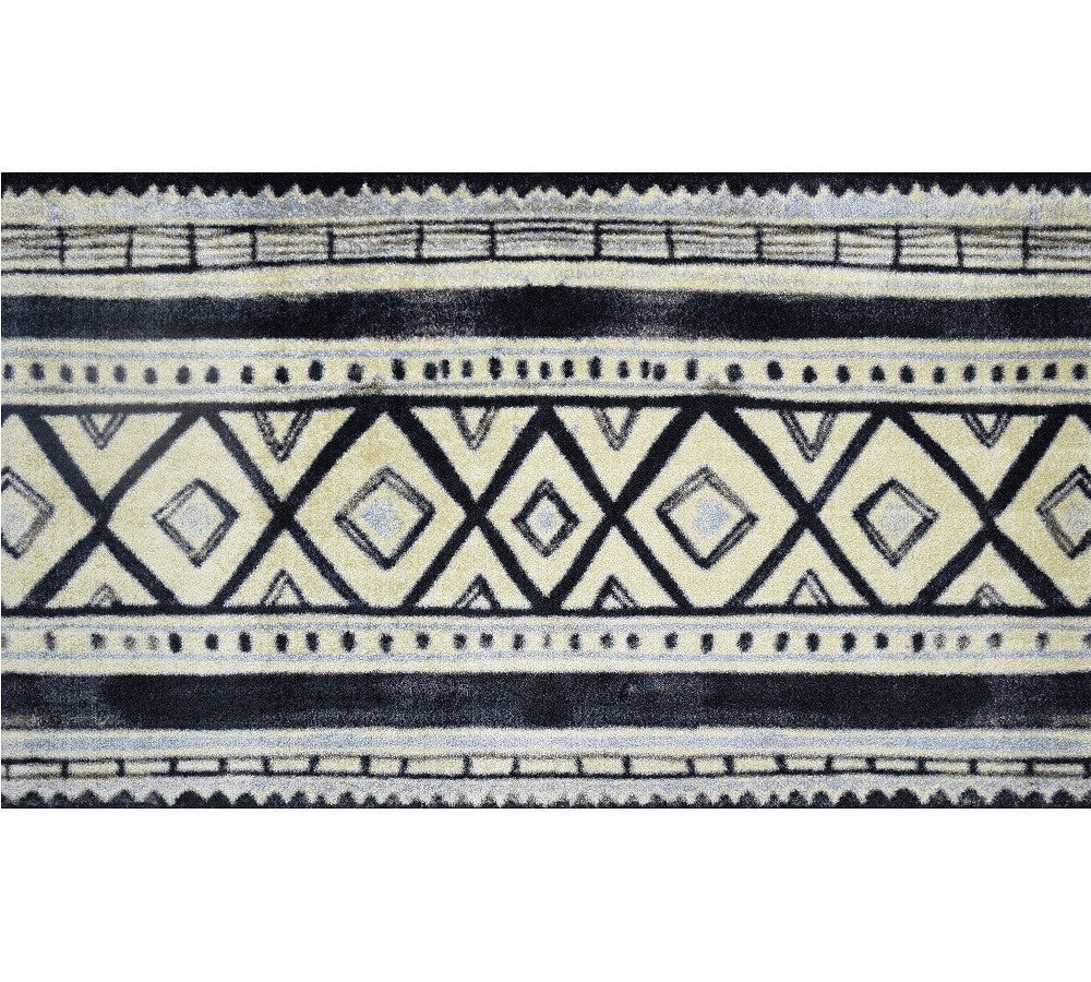 2’ x 4’ Black and Gray Modern Tribal Washable Floor Mat - Area Rugs