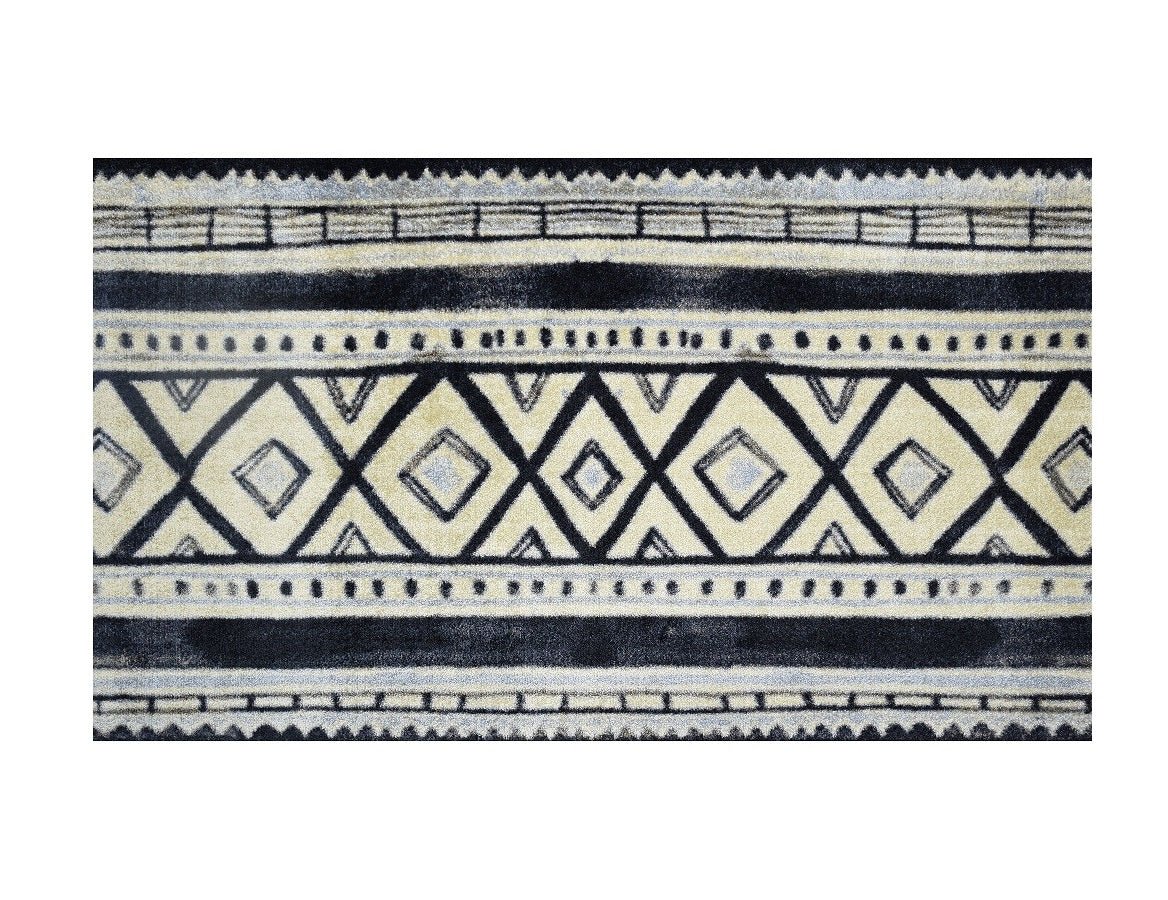 2’ x 4’ Black and Gray Modern Tribal Washable Floor Mat - Area Rugs