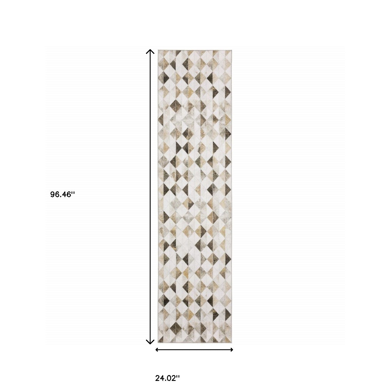 2’ X 8’ Beige Brown Grey And Ivory Geometric Power Loom Stain Resistant Runner Rug - Area Rugs