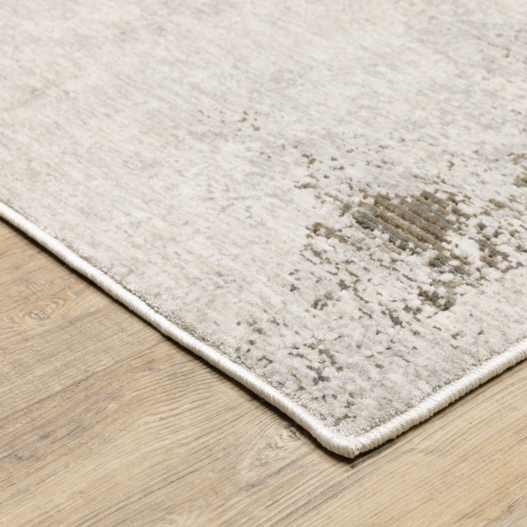 2’ X 8’ Beige Ivory Tan Grey And Brown Abstract Power Loom Stain Resistant Runner Rug - Area Rugs