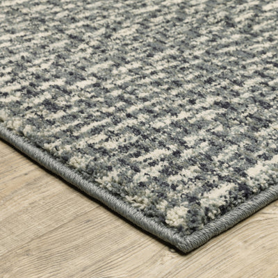 2’ X 8’ Blue Ivory Grey And Light Blue Geometric Power Loom Stain Resistant Runner Rug - Area Rugs