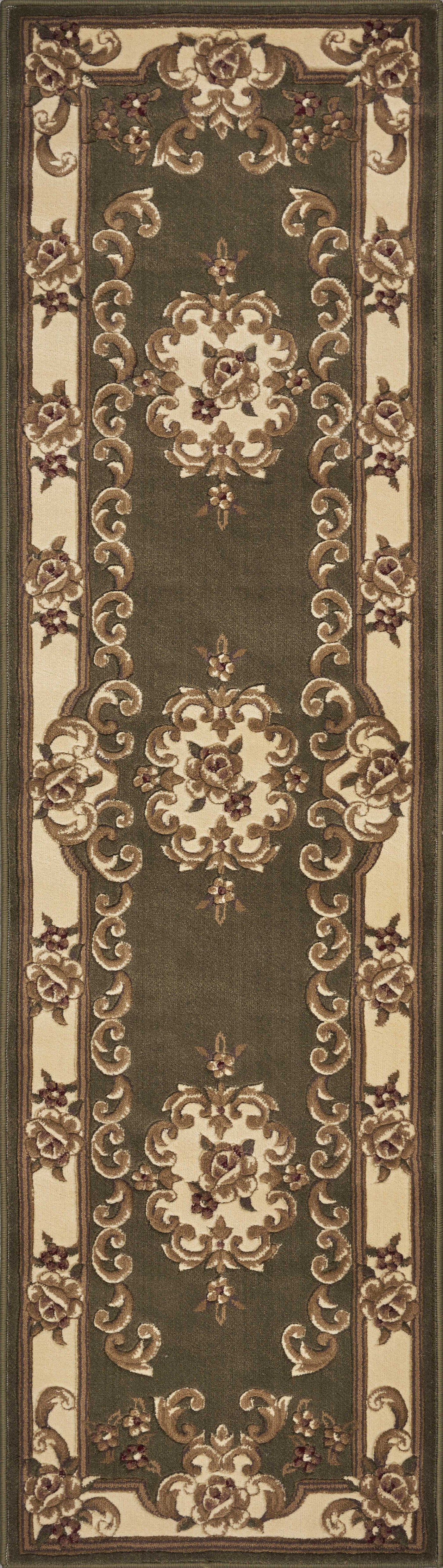 2’ X 8’ Green Or Ivory Medallion Runner Rug - 8’ Runner - Area Rugs