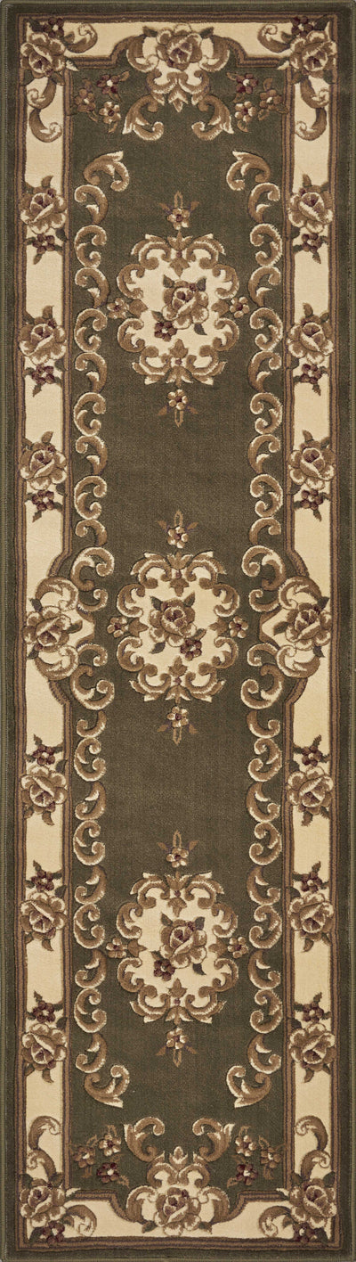 2’ X 8’ Green Or Ivory Medallion Runner Rug - 8’ Runner - Area Rugs