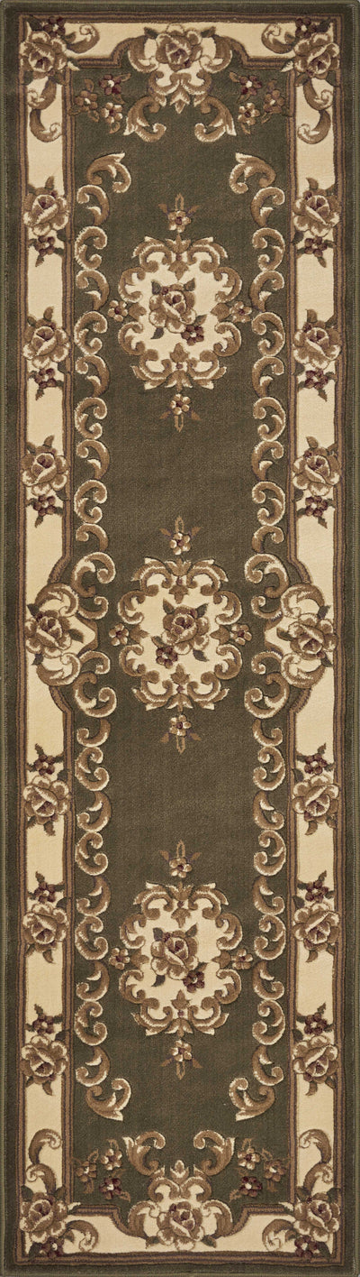 2’ X 8’ Green Or Ivory Medallion Runner Rug - 8’ Runner - Area Rugs