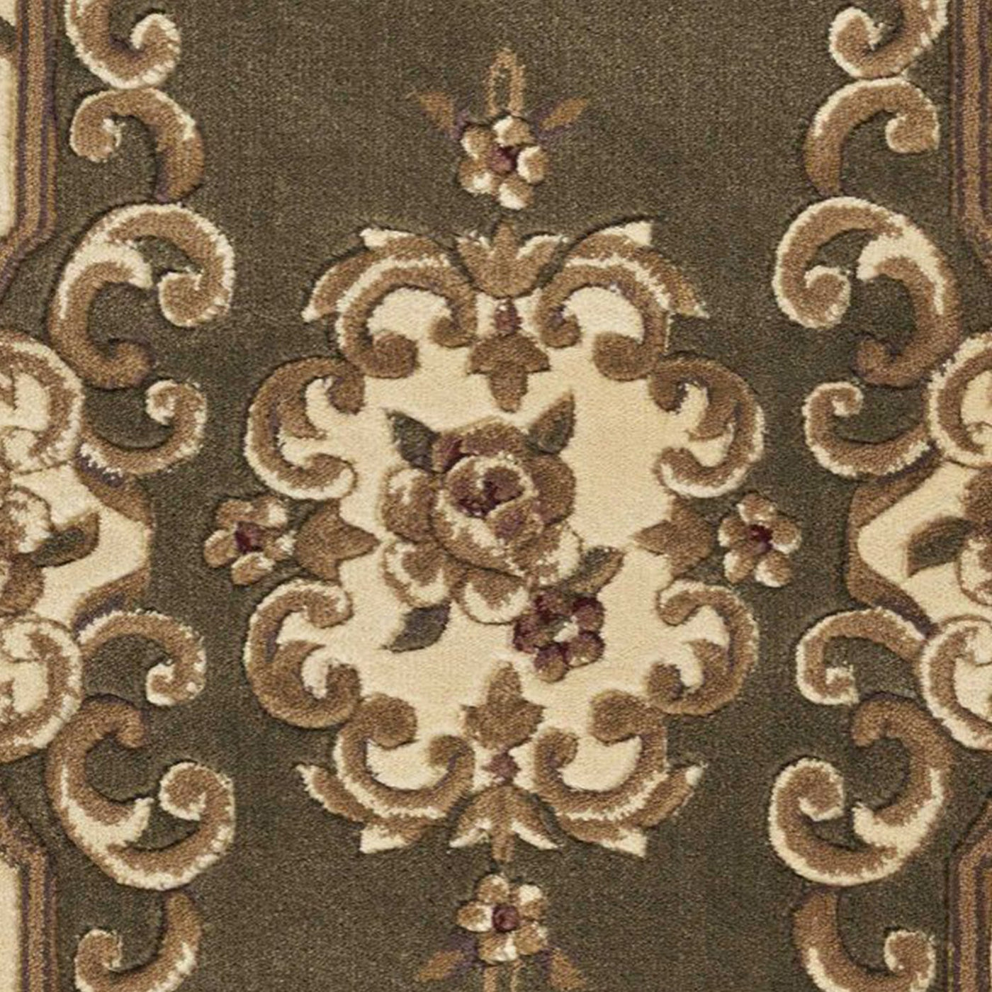 2’ X 8’ Green Or Ivory Medallion Runner Rug - 8’ Runner - Area Rugs