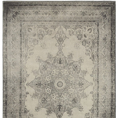 2’ X 8’ Ivory And Gray Pale Medallion Runner Rug - 10’ x 13’ - Area Rugs