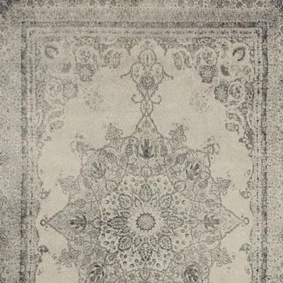 2’ X 8’ Ivory And Gray Pale Medallion Runner Rug - Area Rugs