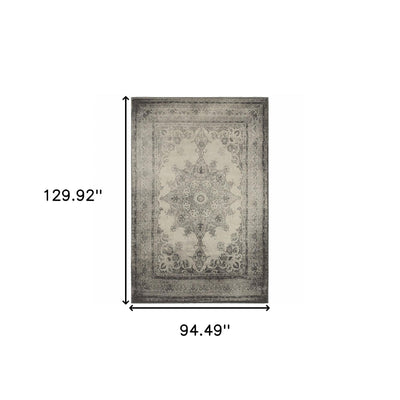 2’ X 8’ Ivory And Gray Pale Medallion Runner Rug - Area Rugs