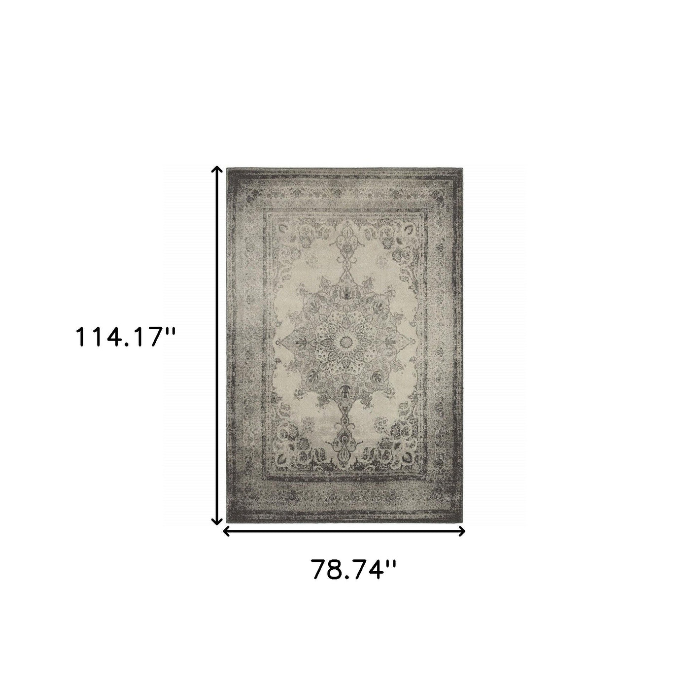 2’ X 8’ Ivory And Gray Pale Medallion Runner Rug - Area Rugs