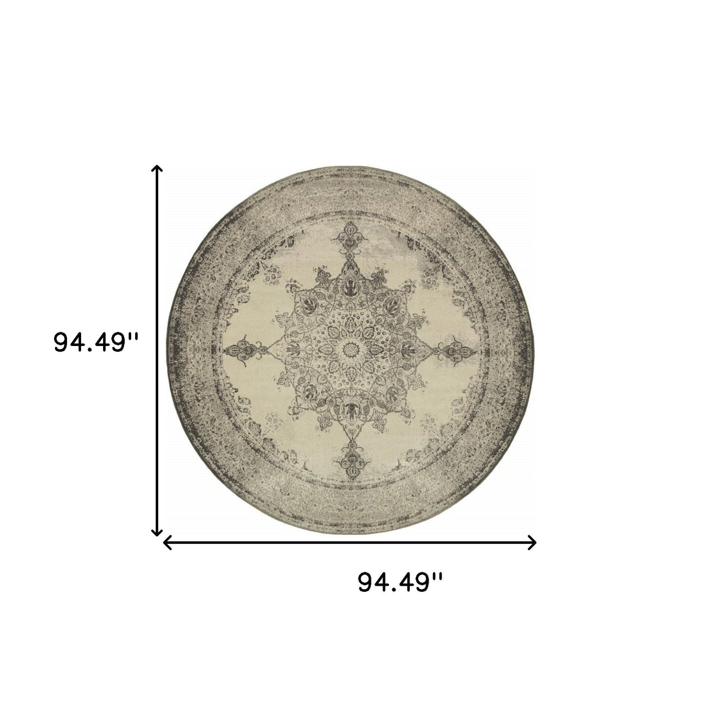 2’ X 8’ Ivory And Gray Pale Medallion Runner Rug - Area Rugs