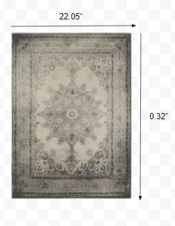 2’ X 8’ Ivory And Gray Pale Medallion Runner Rug - Area Rugs