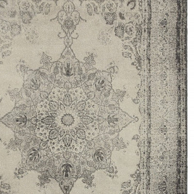 2’ X 8’ Ivory And Gray Pale Medallion Runner Rug - Area Rugs