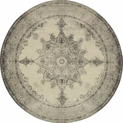 2’X3’ Ivory And Gray Pale Medallion Scatter Rug - Area Rugs