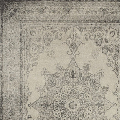 2’ X 8’ Ivory And Gray Pale Medallion Runner Rug - Area Rugs