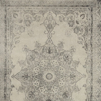 2’ X 8’ Ivory And Gray Pale Medallion Runner Rug - Area Rugs