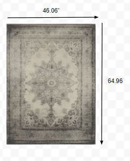 2’ X 8’ Ivory And Gray Pale Medallion Runner Rug - Area Rugs