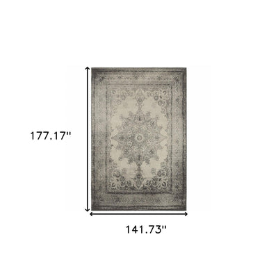 2’ X 8’ Ivory And Gray Pale Medallion Runner Rug - Area Rugs