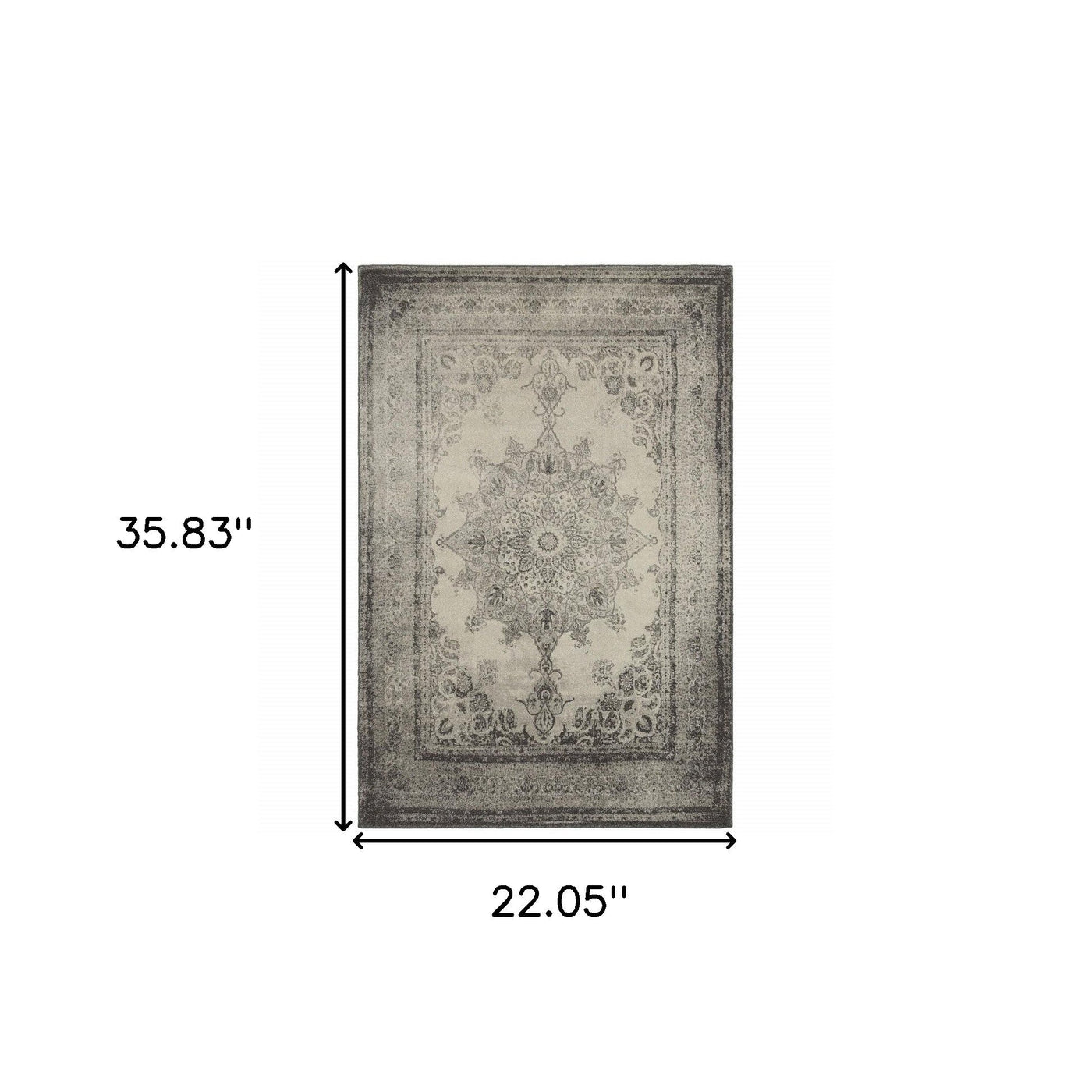 2’ X 8’ Ivory And Gray Pale Medallion Runner Rug - 2’ x 3’ - Area Rugs