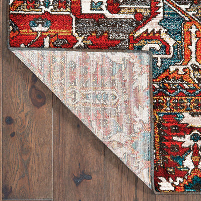 2’ X 8’ Red Orange Blue And Grey Southwestern Power Loom Stain Resistant Runner Rug - Area Rugs