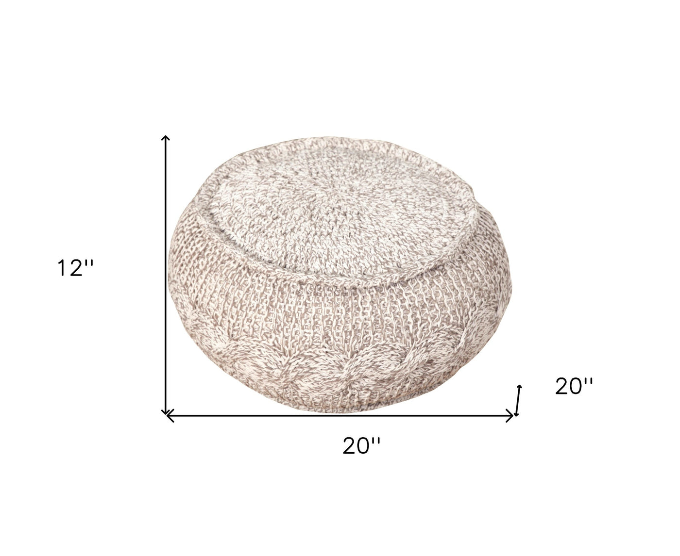 20’’ Beige 100% Cotton Ottoman - Ottomans