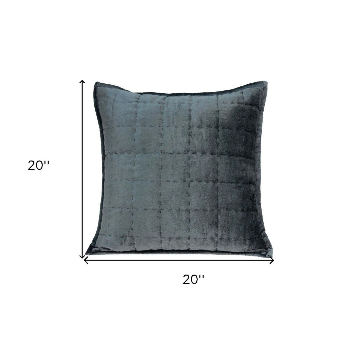 20’ X 7’ X 20’ Transitional Charcoal Solid Quilted Pillow Cover With Poly Insert - Accent Throw Pillows