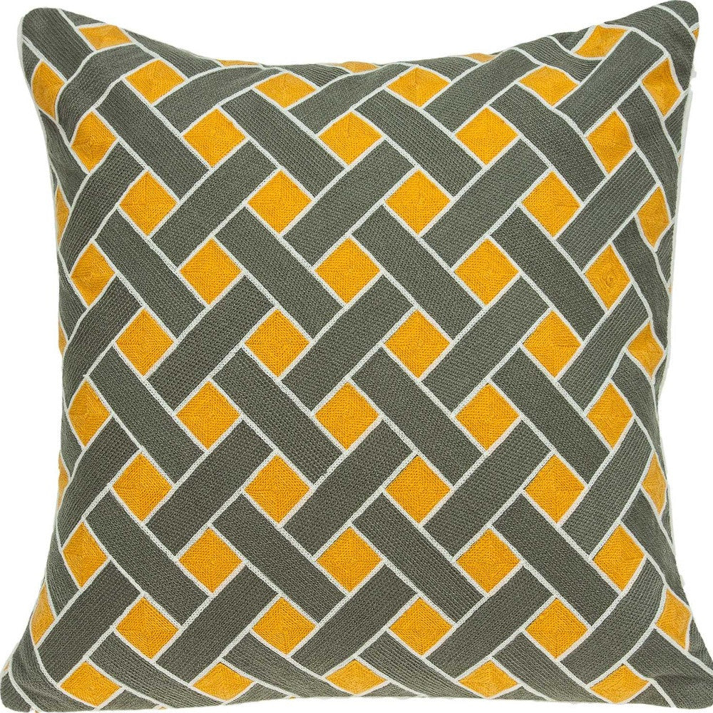 20’ X 7’ X 20’ Transitional Gray And Orange Pillow Cover With Poly Insert - Accent Throw Pillows