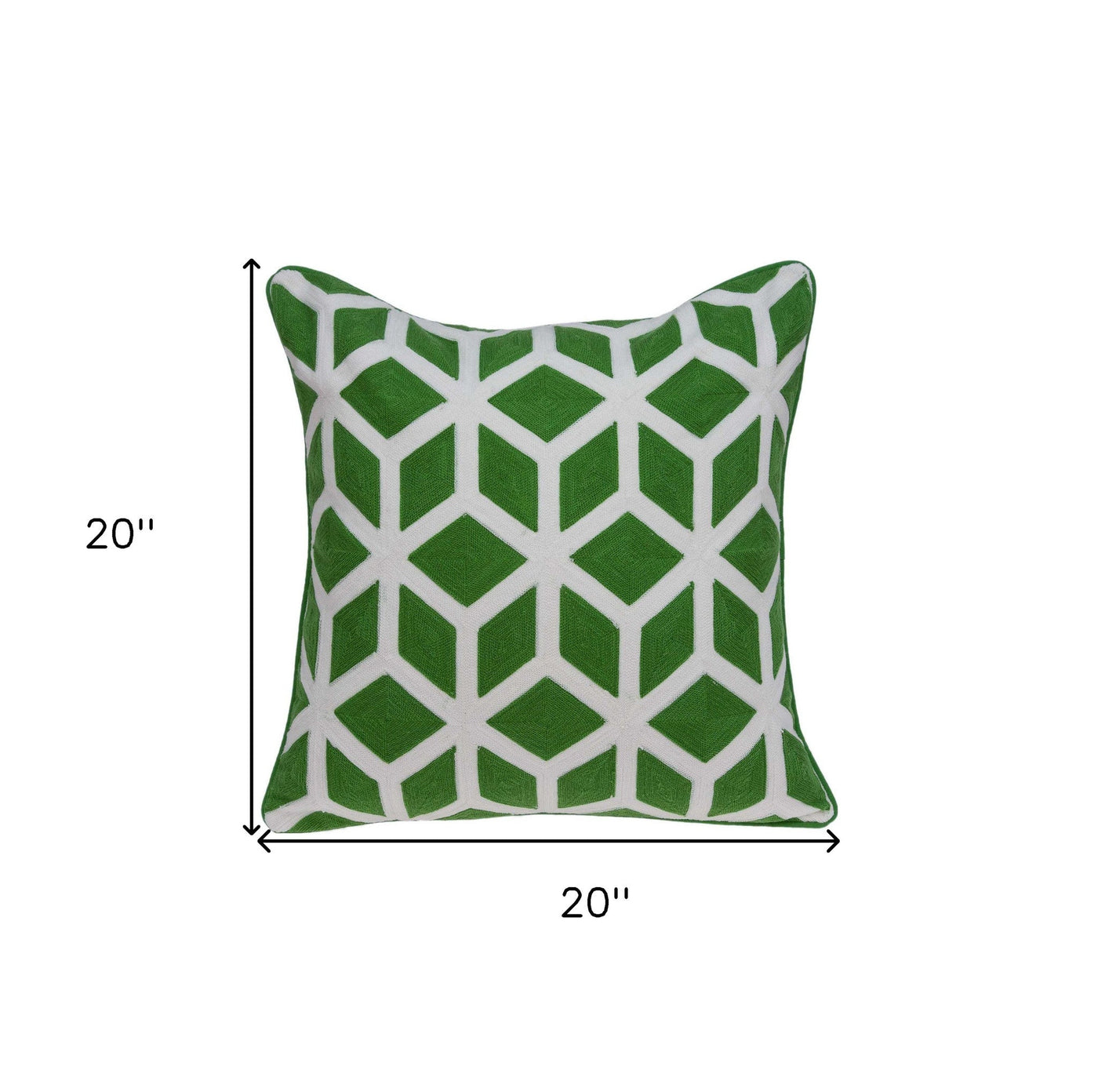 20’ X 7’ X 20’ Transitional Green And White Pillow Cover With Poly Insert - Accent Throw Pillows