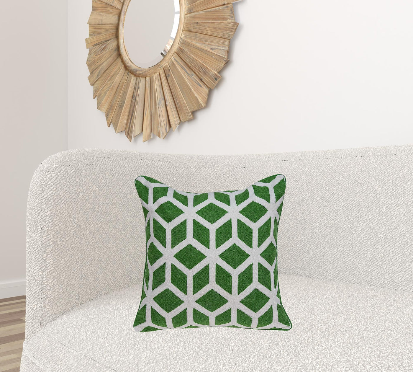 20’ X 7’ X 20’ Transitional Green And White Pillow Cover With Poly Insert - Accent Throw Pillows