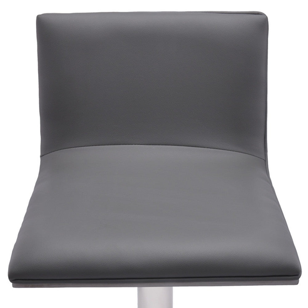 21’ Gray And Silver Iron Swivel Backless Adjustable Height Bar Chair - Bar Chairs