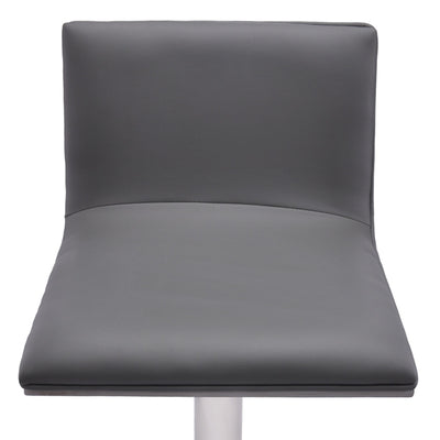 21’ Gray And Silver Iron Swivel Backless Adjustable Height Bar Chair - Bar Chairs