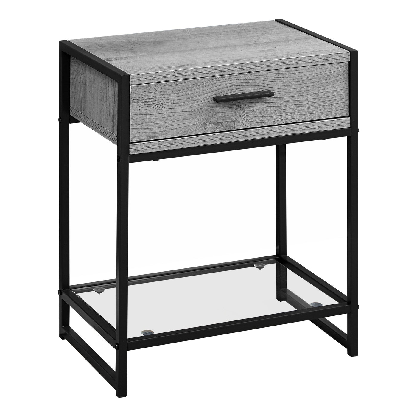 22’ Black And Gray End Table With Drawer And Shelf - End-Side Tables