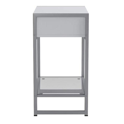 22’ Black And Gray End Table With Drawer And Shelf - White,Clear, Silver - End-Side Tables