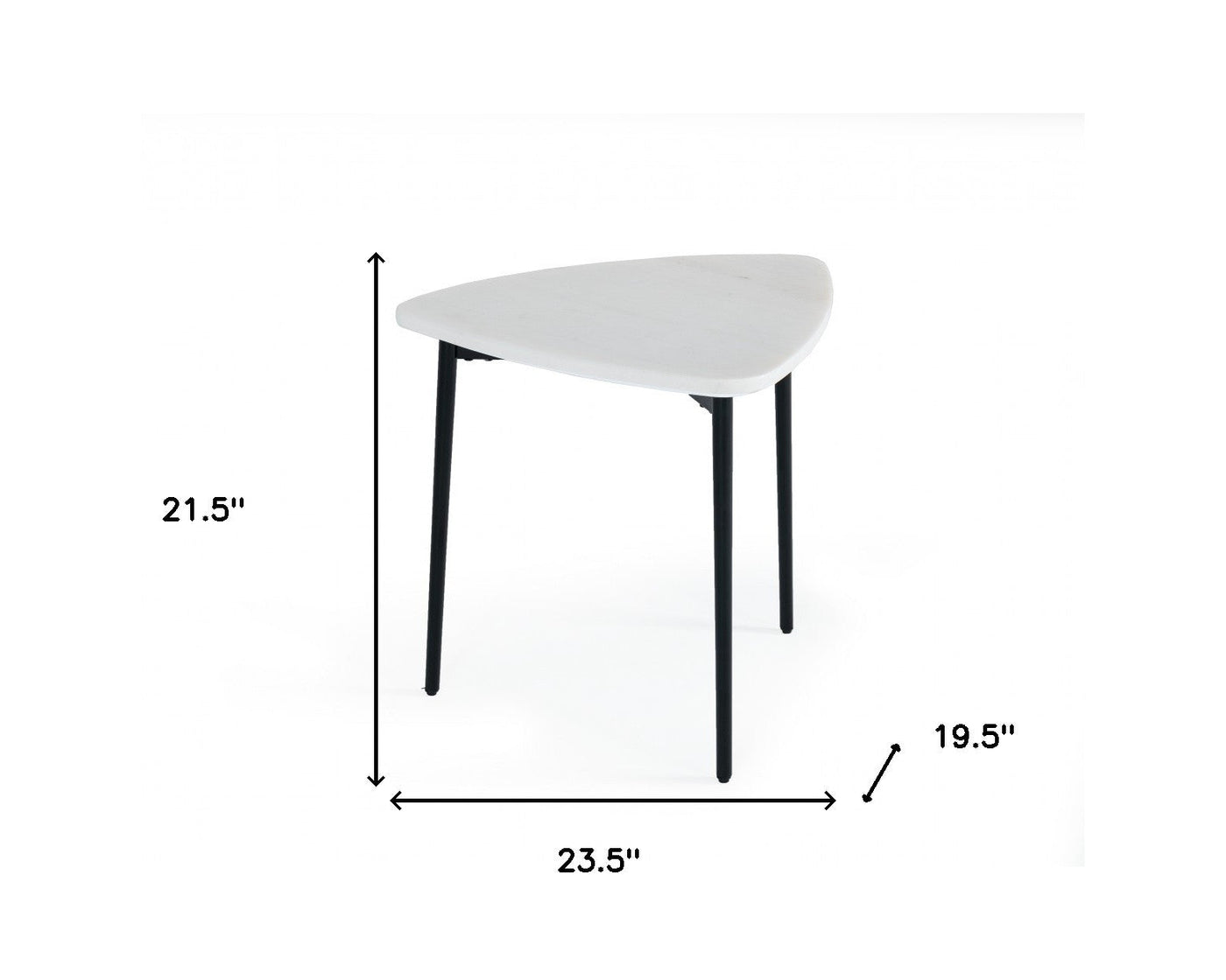 22’ Black And White Marble Triangle End Table - End-Side Tables