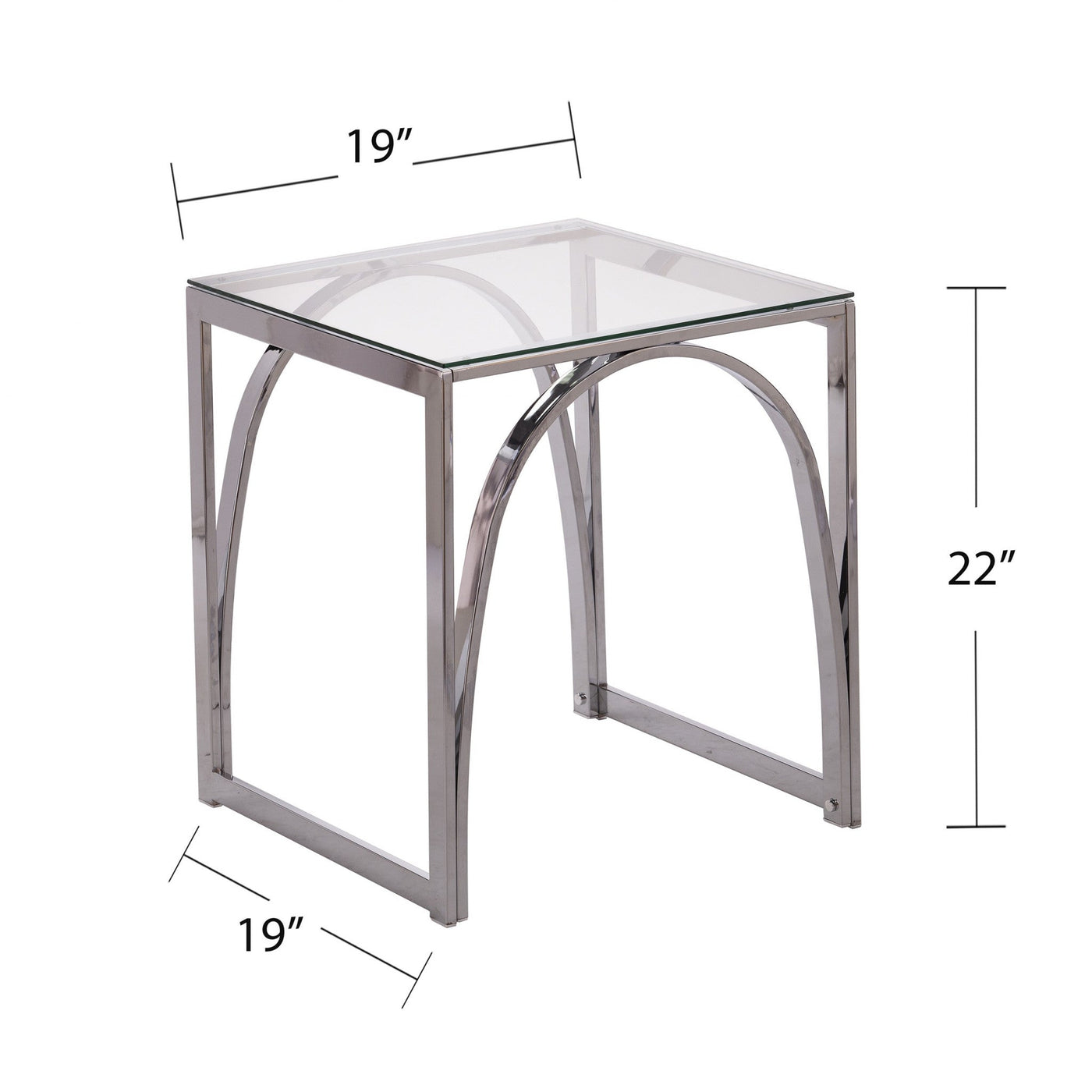 22’ Chrome Glass And Iron Square End Table - End-Side Tables