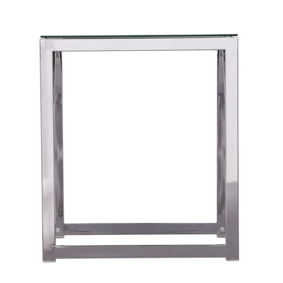 22’ Chrome Glass And Iron Square End Table - End-Side Tables