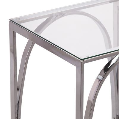 22’ Chrome Glass And Iron Square End Table - End-Side Tables