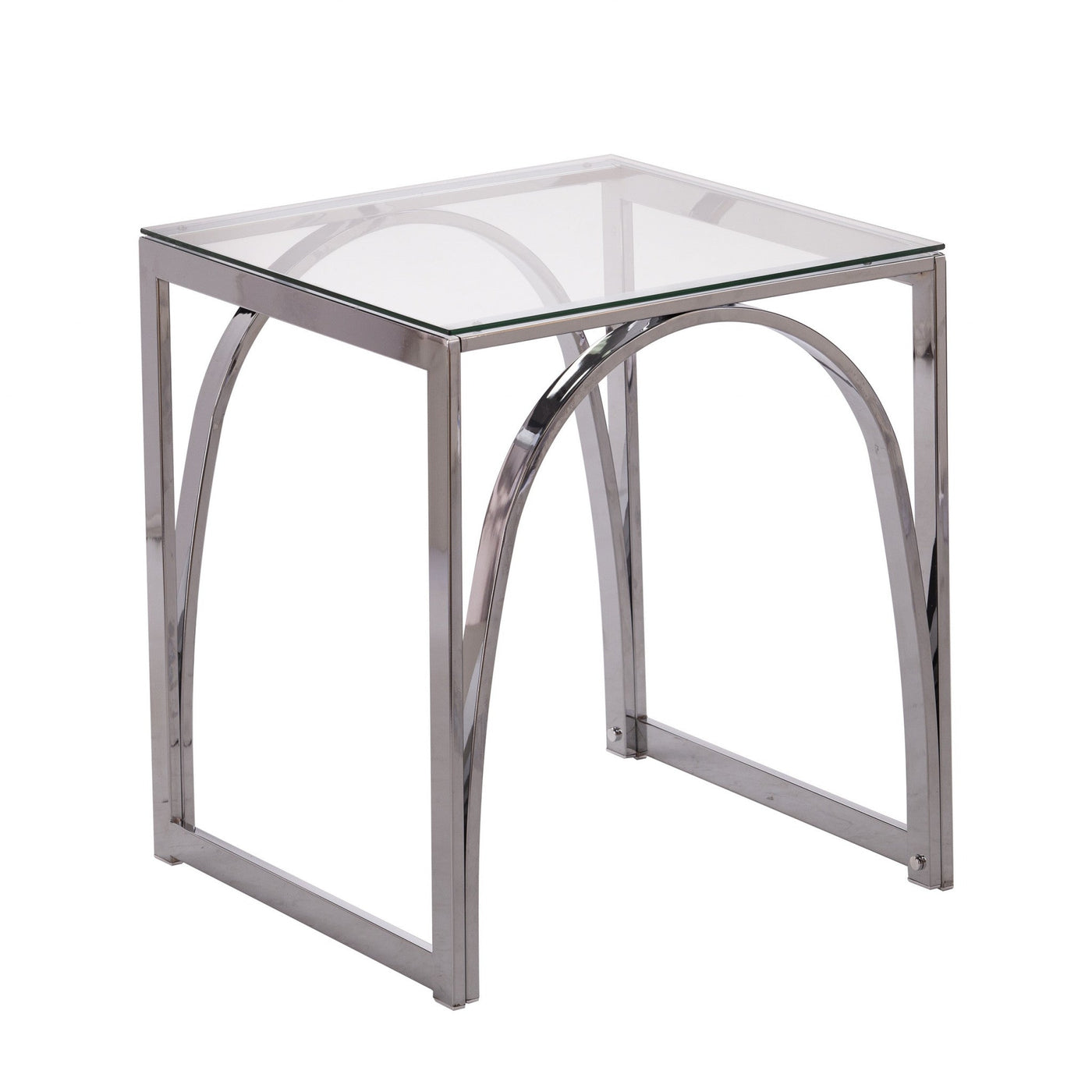 22’ Chrome Glass And Iron Square End Table - End-Side Tables