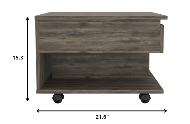 22’ Dark Brown Manufactured Wood Rectangular Lift Top Coffee Table With Drawer - Coffee Tables