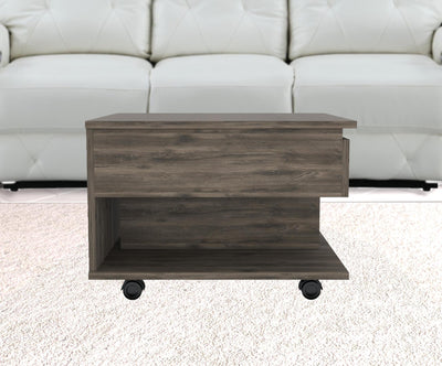 22’ Dark Brown Manufactured Wood Rectangular Lift Top Coffee Table With Drawer - Coffee Tables