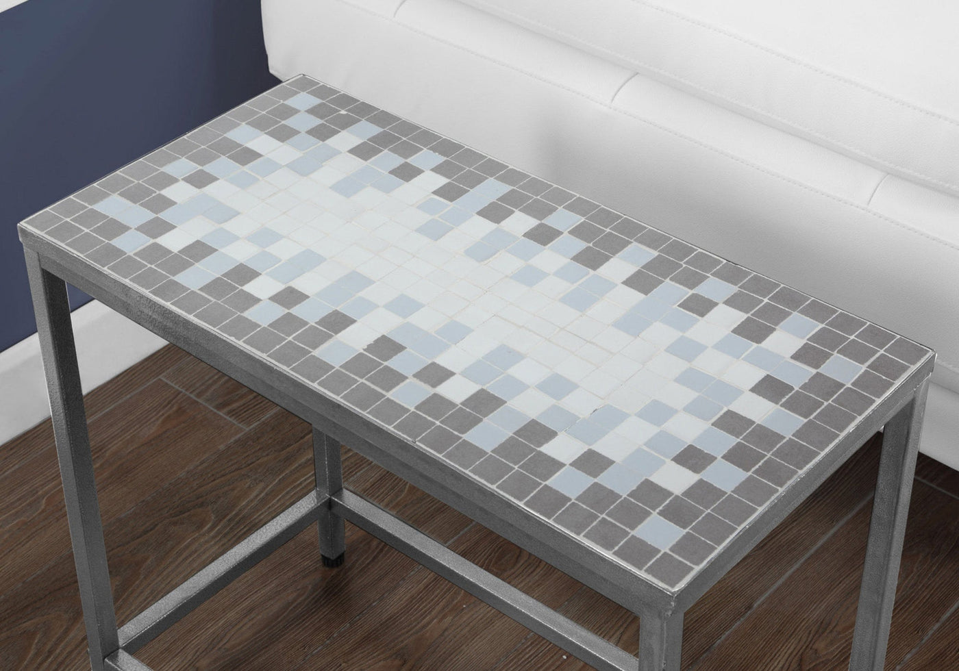 22’ Gray And White Tile End Table - End-Side Tables