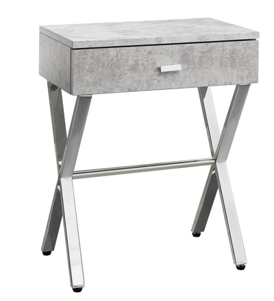 22’ Silver And White End Table With Drawer - End-Side Tables
