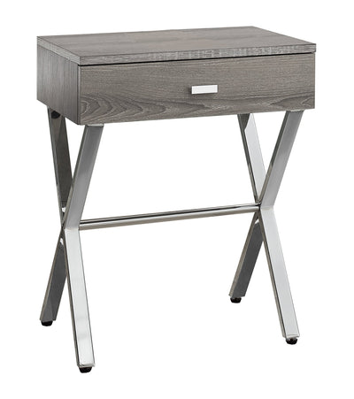 22’ Silver And White End Table With Drawer - End-Side Tables